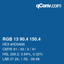 カラーコード: RGB 13 90.4 150.4 | qconv.com