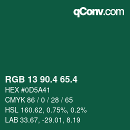カラーコード: RGB 13 90.4 65.4 | qconv.com
