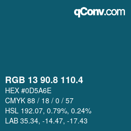 カラーコード: RGB 13 90.8 110.4 | qconv.com