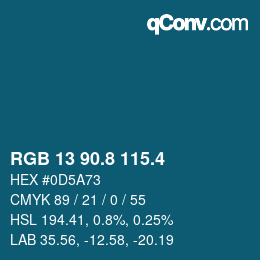 カラーコード: RGB 13 90.8 115.4 | qconv.com