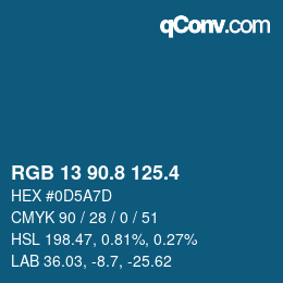 カラーコード: RGB 13 90.8 125.4 | qconv.com