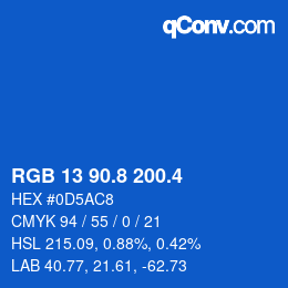 カラーコード: RGB 13 90.8 200.4 | qconv.com