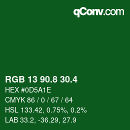 カラーコード: RGB 13 90.8 30.4 | qconv.com