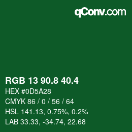 カラーコード: RGB 13 90.8 40.4 | qconv.com