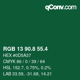 カラーコード: RGB 13 90.8 55.4 | qconv.com