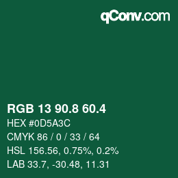 カラーコード: RGB 13 90.8 60.4 | qconv.com