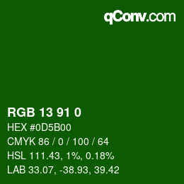 Color code: RGB 13 91 0 | qconv.com