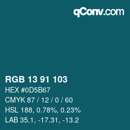 カラーコード: RGB 13 91 103 | qconv.com