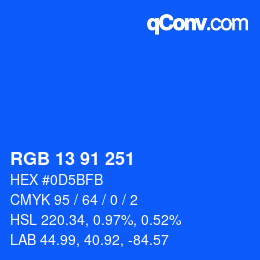 Color code: RGB 13 91 251 | qconv.com