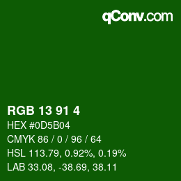 Color code: RGB 13 91 4 | qconv.com