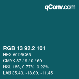 カラーコード: RGB 13 92.2 101 | qconv.com