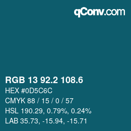 カラーコード: RGB 13 92.2 108.6 | qconv.com