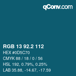 カラーコード: RGB 13 92.2 112 | qconv.com