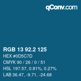 カラーコード: RGB 13 92.2 125 | qconv.com