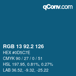 カラーコード: RGB 13 92.2 126 | qconv.com