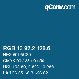 カラーコード: RGB 13 92.2 128.6 | qconv.com