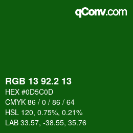 カラーコード: RGB 13 92.2 13 | qconv.com