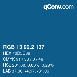 カラーコード: RGB 13 92.2 137 | qconv.com