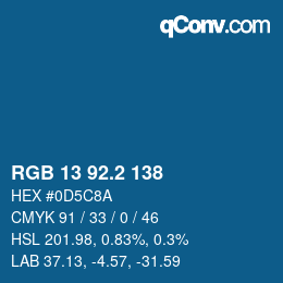 カラーコード: RGB 13 92.2 138 | qconv.com