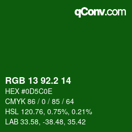 カラーコード: RGB 13 92.2 14 | qconv.com