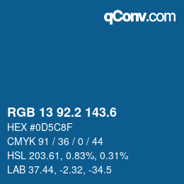 カラーコード: RGB 13 92.2 143.6 | qconv.com