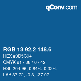 カラーコード: RGB 13 92.2 148.6 | qconv.com