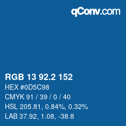 カラーコード: RGB 13 92.2 152 | qconv.com