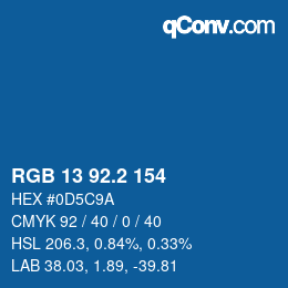 カラーコード: RGB 13 92.2 154 | qconv.com