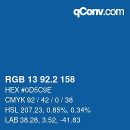 カラーコード: RGB 13 92.2 158 | qconv.com