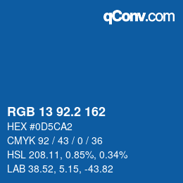 カラーコード: RGB 13 92.2 162 | qconv.com
