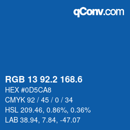カラーコード: RGB 13 92.2 168.6 | qconv.com