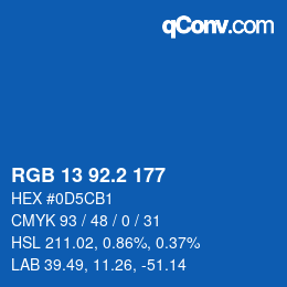 カラーコード: RGB 13 92.2 177 | qconv.com
