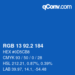 カラーコード: RGB 13 92.2 184 | qconv.com