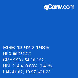 カラーコード: RGB 13 92.2 198.6 | qconv.com