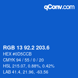 カラーコード: RGB 13 92.2 203.6 | qconv.com