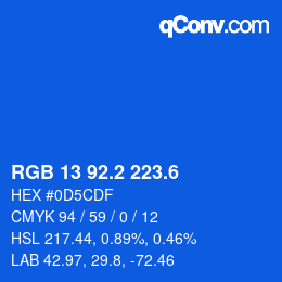 カラーコード: RGB 13 92.2 223.6 | qconv.com