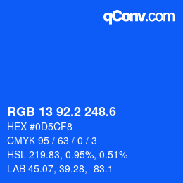カラーコード: RGB 13 92.2 248.6 | qconv.com