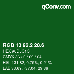 カラーコード: RGB 13 92.2 28.6 | qconv.com