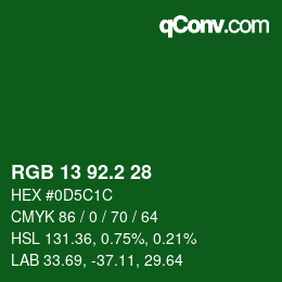 カラーコード: RGB 13 92.2 28 | qconv.com