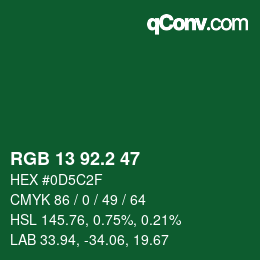 カラーコード: RGB 13 92.2 47 | qconv.com