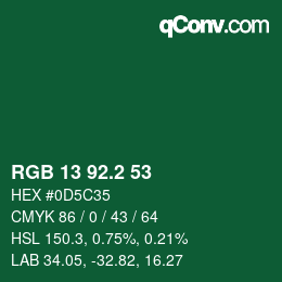 カラーコード: RGB 13 92.2 53 | qconv.com
