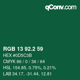カラーコード: RGB 13 92.2 59 | qconv.com