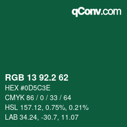 カラーコード: RGB 13 92.2 62 | qconv.com