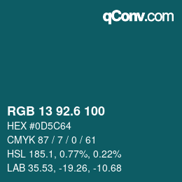 カラーコード: RGB 13 92.6 100 | qconv.com