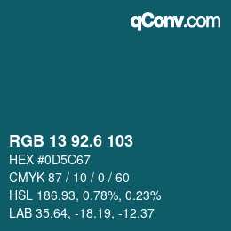 カラーコード: RGB 13 92.6 103 | qconv.com