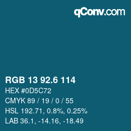 カラーコード: RGB 13 92.6 114 | qconv.com