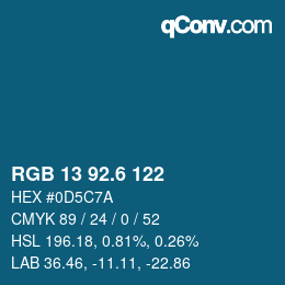 カラーコード: RGB 13 92.6 122 | qconv.com