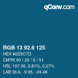 カラーコード: RGB 13 92.6 125 | qconv.com