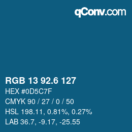 カラーコード: RGB 13 92.6 127 | qconv.com