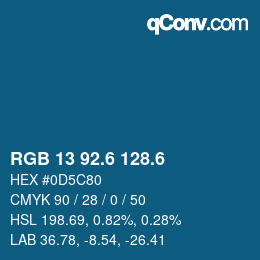 カラーコード: RGB 13 92.6 128.6 | qconv.com